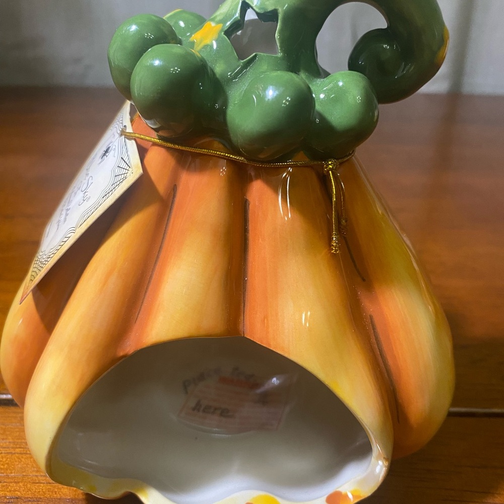 BLUE SKY Clayworks Pumpkin Candle Holder Heather Goldminc 2012 NWT - Picture 4 of 13